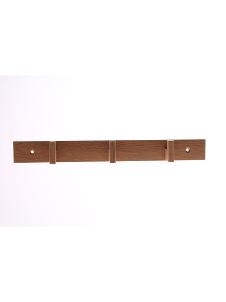 I.B.E. Plankkapstok met 3 haken uit eik 320 mm breed naturel