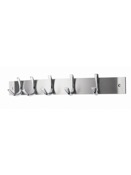 I.B.E. Gebogen Kapstok met 5 haken 480 mm RVS kleur