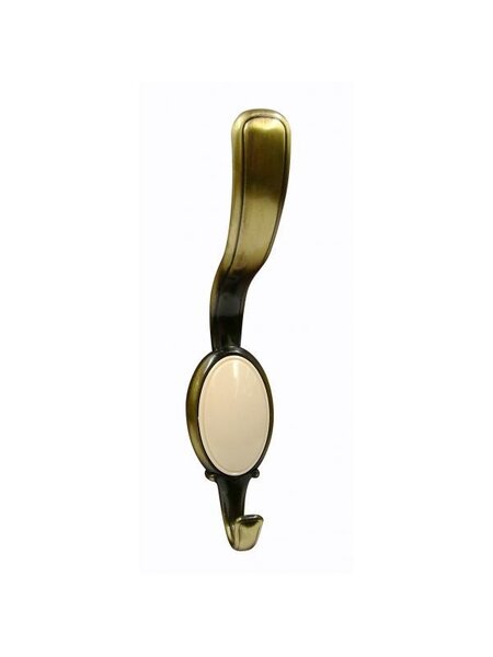 I.B.E. Antiek Brons & Beige jas-/hoedhaak 158 mm hoog