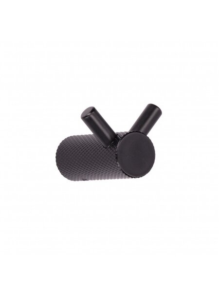 I.B.E. Zwarte aluminium haak geribbeld 40 mm diep dubbel