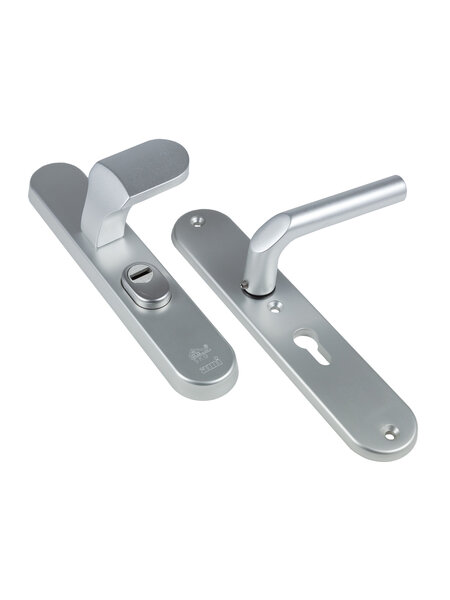 Dulimex F1 aluminium SKG***  voordeurgarnituur ovaal - knop/deurklink