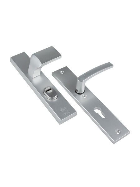 Dulimex F1 aluminium SKG***  voordeurgarnituur recht knop/ deurklink