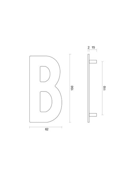 HDD RVS huisletter B -130mm
