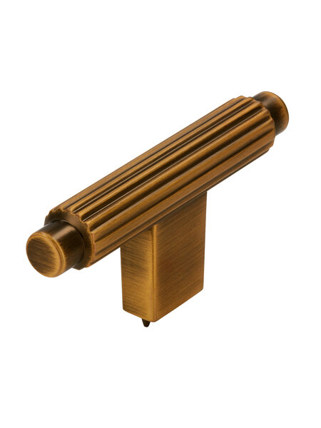 I.B.E. Meubelknop T- 70 mm - volledig horizontaal geslepen- antiek messing