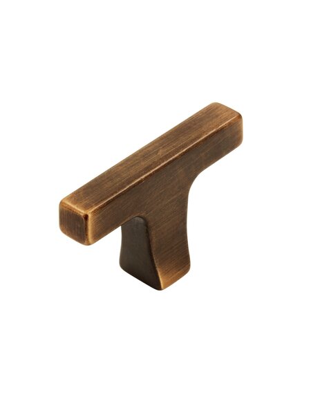 I.B.E. T- meubelknop TROMPET - 48 mm  - antiek messing