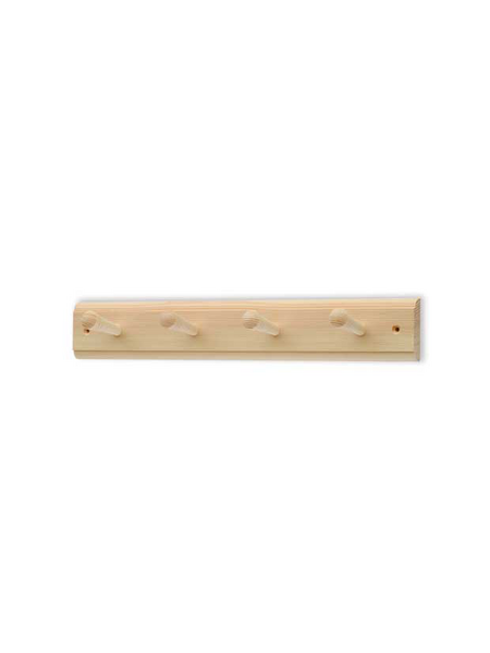 I.B.E. Grenen plankkapstok met 4 haken 420 mm breed
