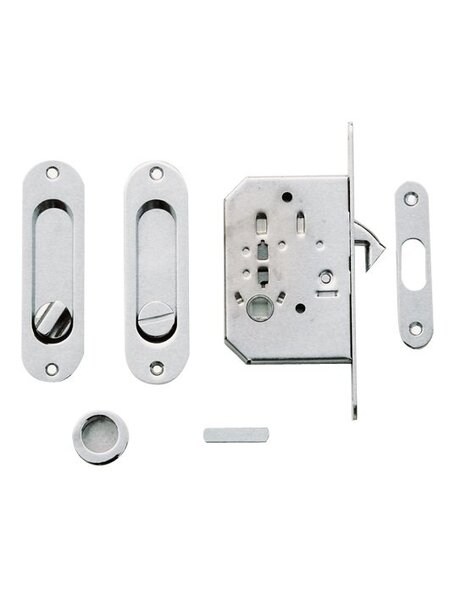 HDD Schuifdeurkom FRA ovaal per set nikkel met slot