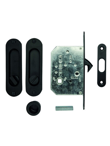 HDD Zwarte schuifdeurkom Fra ovaal + slot per set