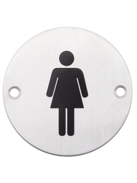 HDD Picto RVS rond vrouw - Ø75mm