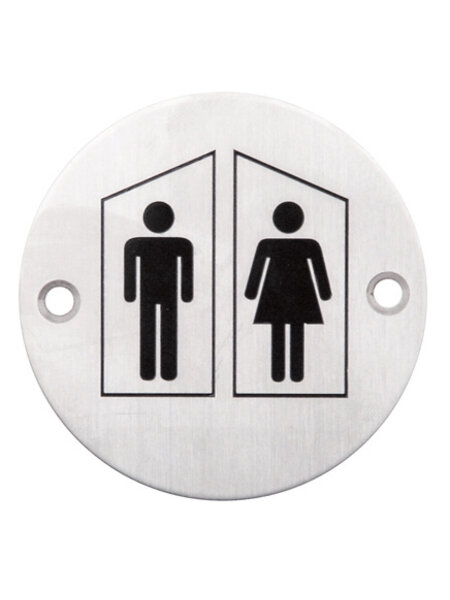 HDD Picto RVS rond man+vrouw - Ø75mm