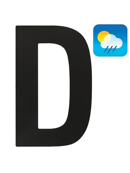 HDD Huisletter "D" - 130 mm zwart structuur UV