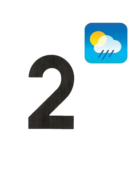 HDD Huisnummer plat "2" - zelfklevend - 75mm - zwart structuur UV
