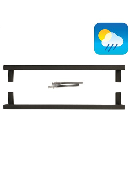HDD Zwarte deurgreep SQUARE D 20/500 - UV Structuur - paar voor deurdikte >3 CM