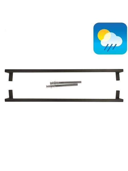 HDD Zwarte deurgreep SQUARE D 20/800 - UV Structuur - paar voor deurdikte >3 CM