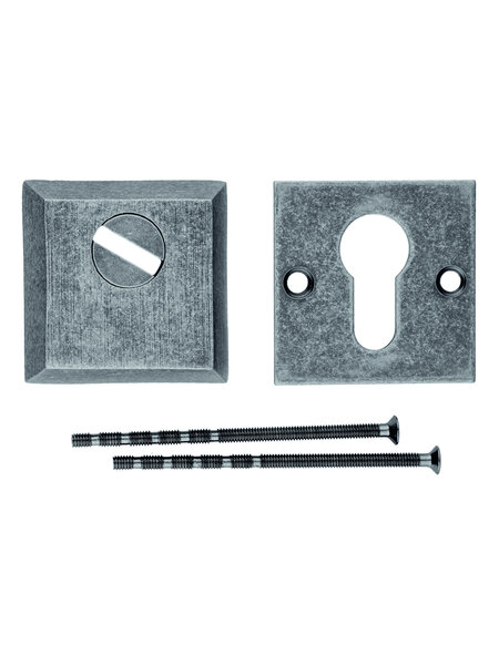 HDD Veiligheids cilinderplaatjes SAFE 12 mm - Old Silver - Vierkant PZ