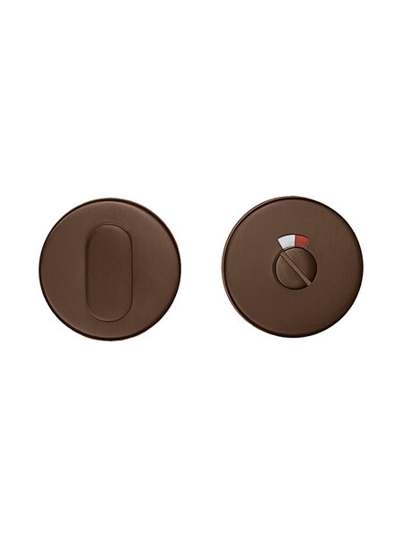 HDD WC garnituur mat brons rond met rood/wit indicator