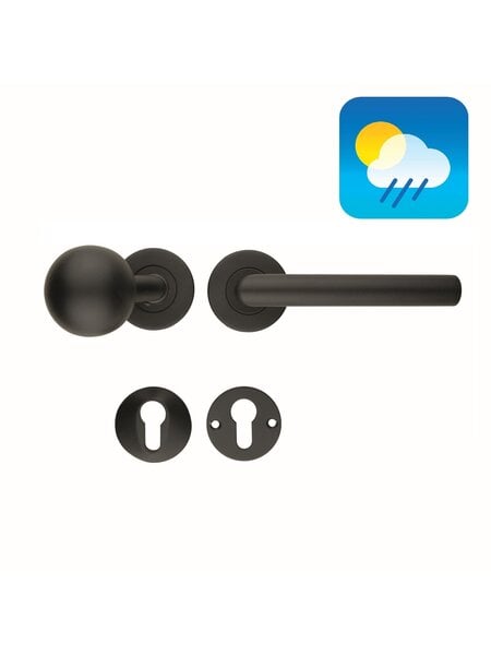 HDD Zwarte deurklink I - SHAPE 19 mm met vaste knop - UV structuurlak - met veiligheidscilinderplaatjes