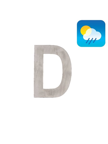 HDD Huisletter plat "D" - zelfklevend - 75mm - RVS