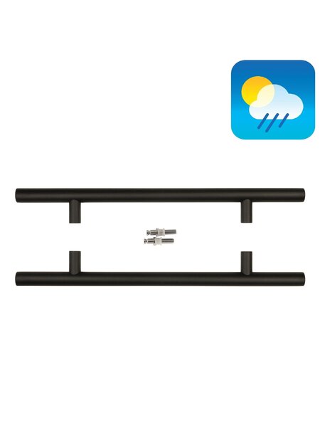 HDD Zwarte deurgreep T 25/300/500 - UV Structuur - paar voor glas