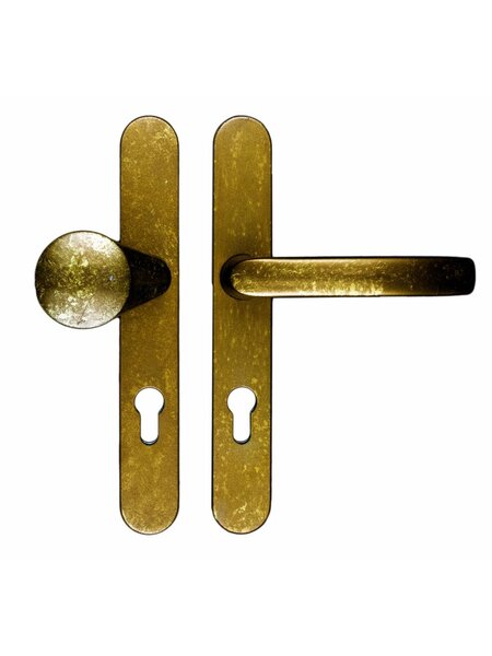 HDD Veiligheidsgarnituur op ovaal schild - kruk en knop  - Old Yellow