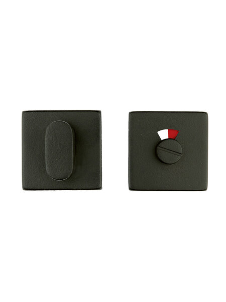 HDD WC garnituur square Shape zwart  structuur met rood/wit indicator