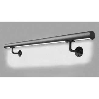 Edelstahl MatSchwarz Geländer Rund mit LED