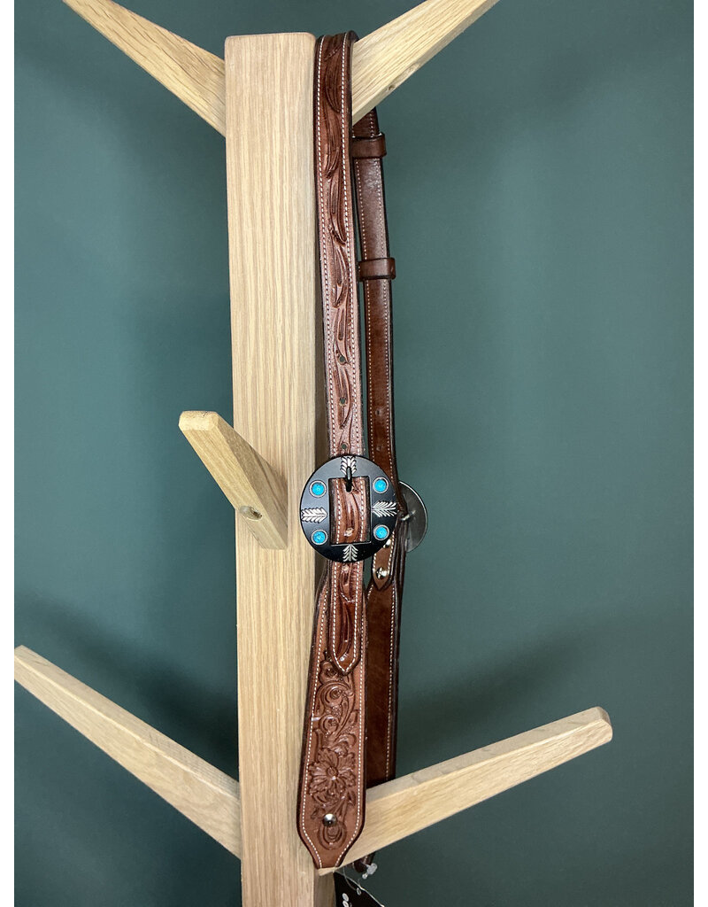 Bootshorse One ear hoofdstel tooled turqoise