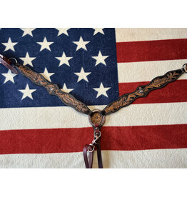 Twisted C borstriem tooled brown black with concho