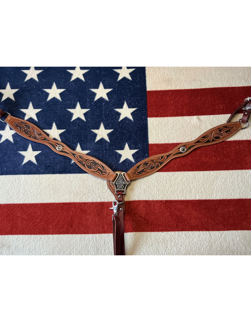 Twisted C Borstriem tooled flower concho