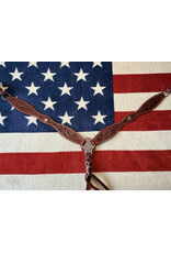 Twisted C borstriem tooled concho dark brown