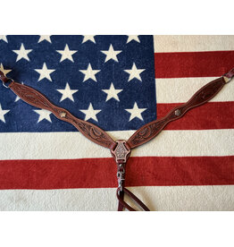 Twisted C borstriem tooled concho dark brown