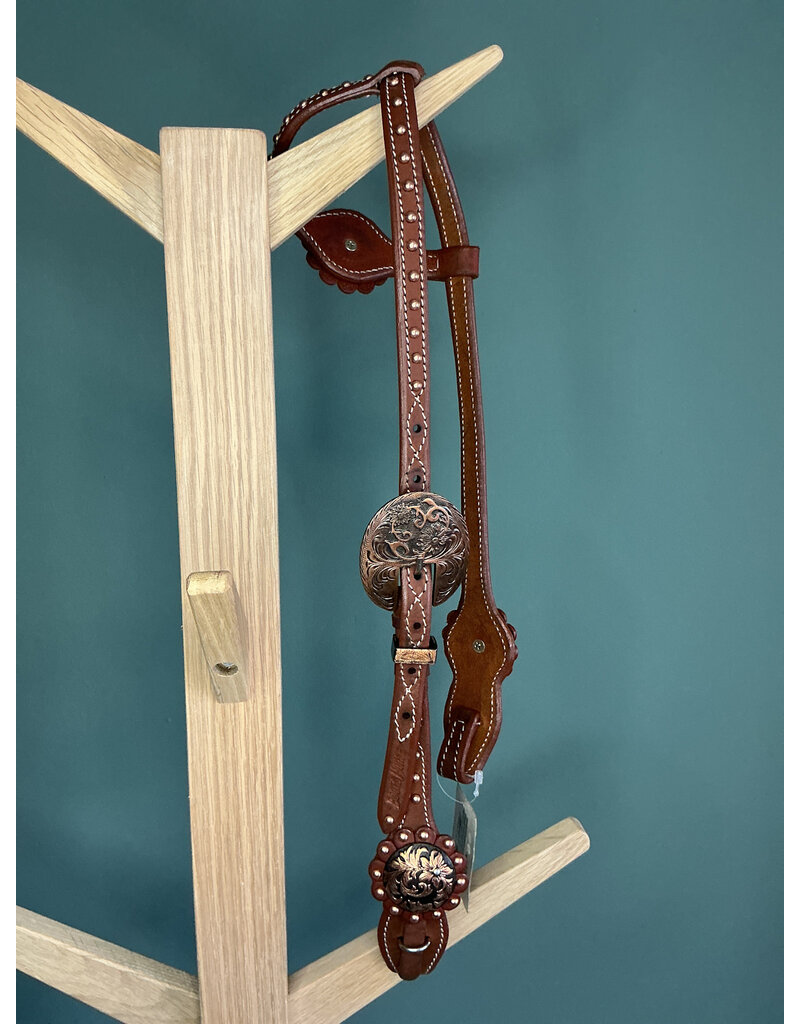 Bootshorse one ear hoofdstel studs medium brown