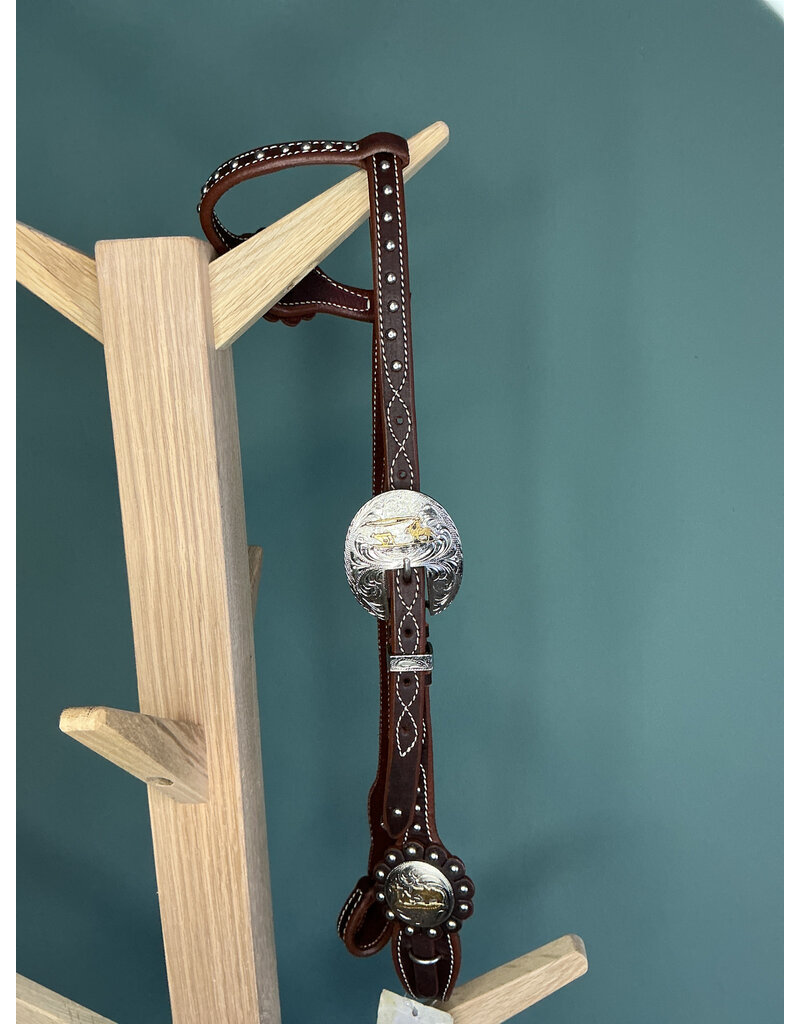 Bootshorse One ear headstall prayer concho dark brown