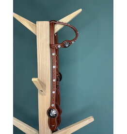 one ear headstall studs white