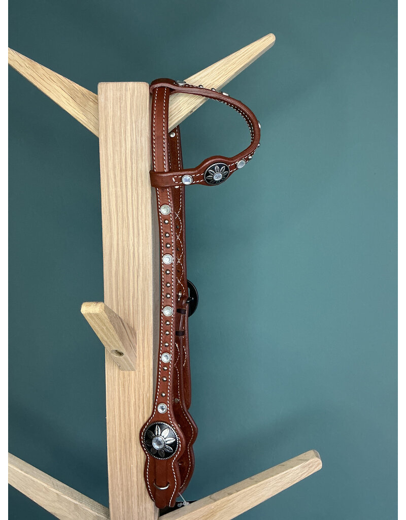 one ear headstall studs white