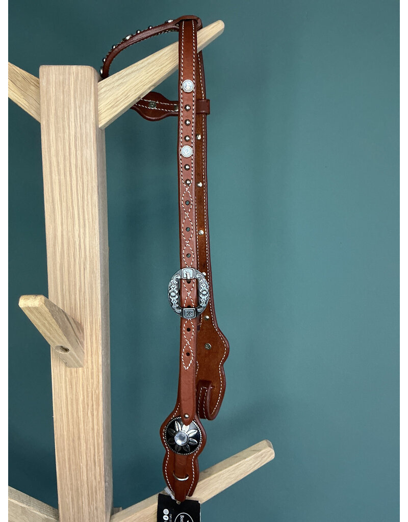 one ear headstall studs white