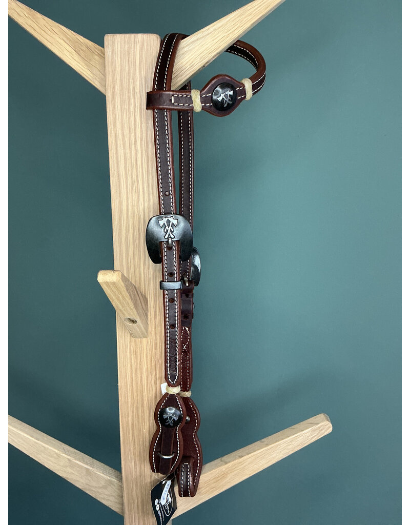 Bootshorse one ear headstall tomahawk concho chocolate brown