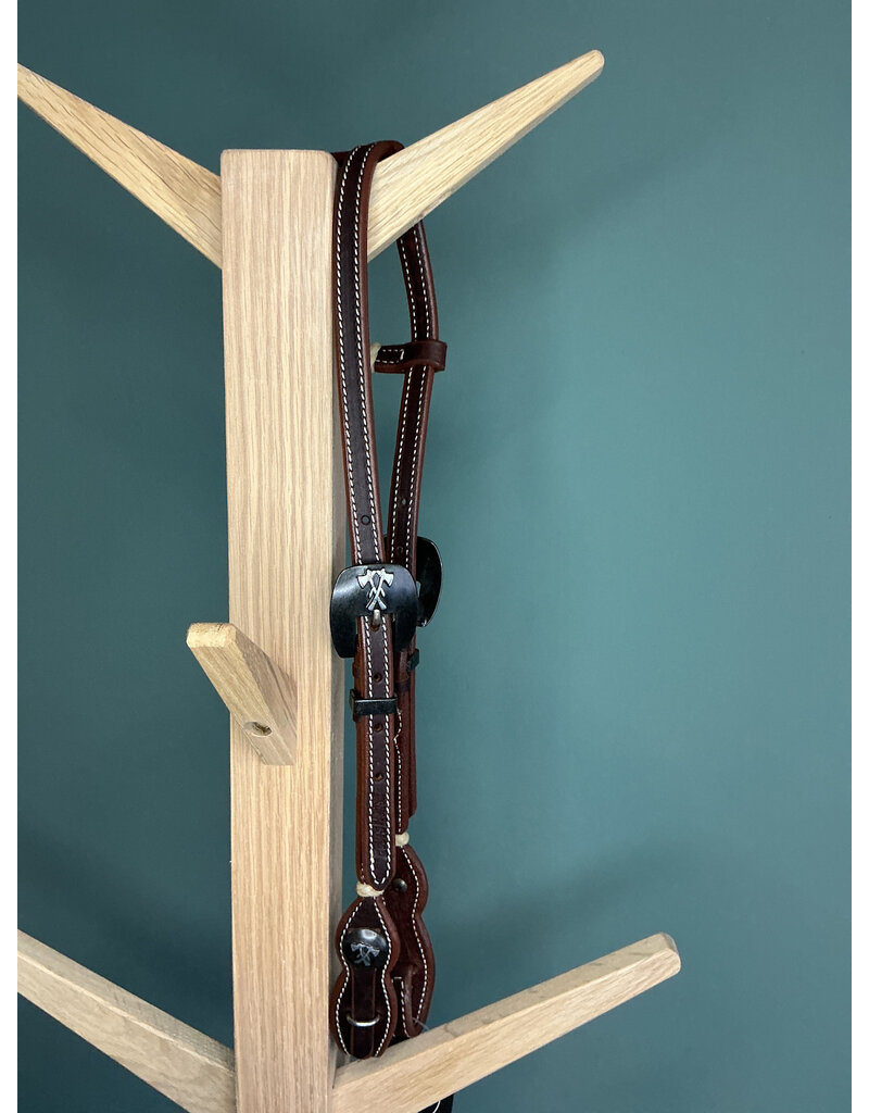 Bootshorse one ear headstall tomahawk concho chocolate brown
