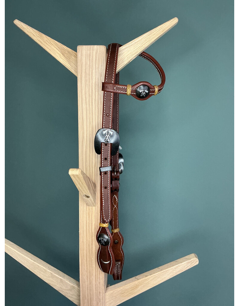 Bootshorse one ear headstall tomahawk logo dark brown