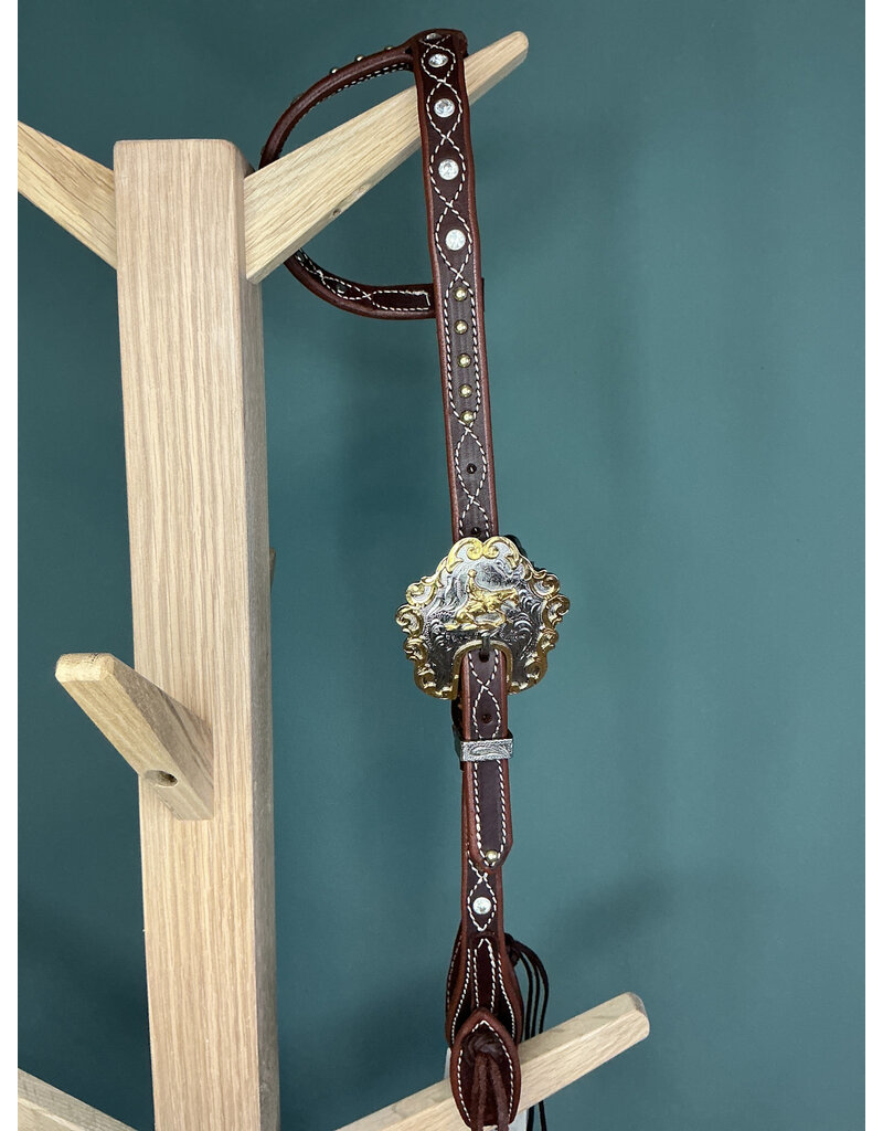 Bootshorse one ear headstall sliding stop dark brown