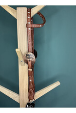 Bootshorse One ear headstall medium brown white studs roper concho