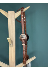 Bootshorse One ear headstall medium brown white studs roper concho