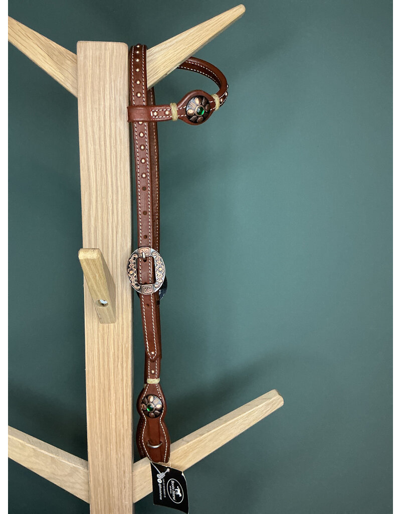 Bootshorse One ear headstall studs gold green