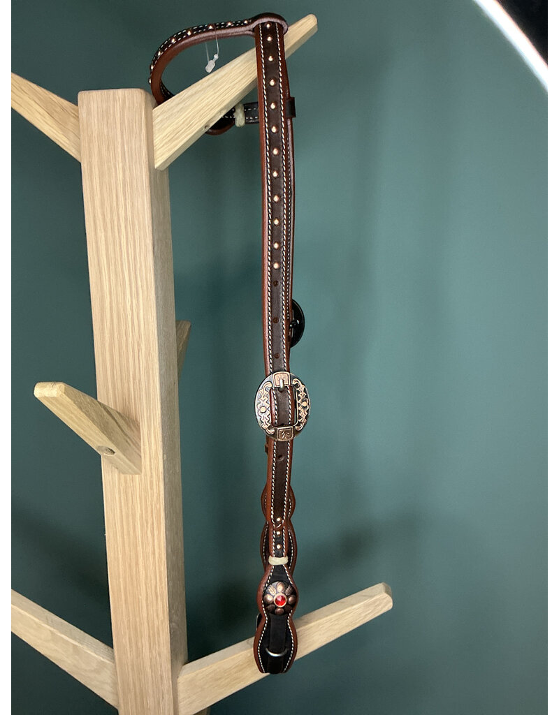 Bootshorse One ear headstall studs red gold chocolate colour