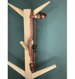 Bootshorse one ear headstall studs gold red medium brown