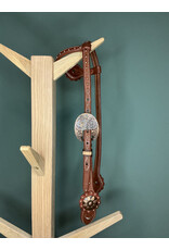Bootshorse one ear headstall studs gold flower concho medium brown