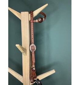 Bootshorse one ear headstall studs gold red medium brown