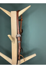 Bootshorse one ear headstall basic met flower gesp gold black medium brown