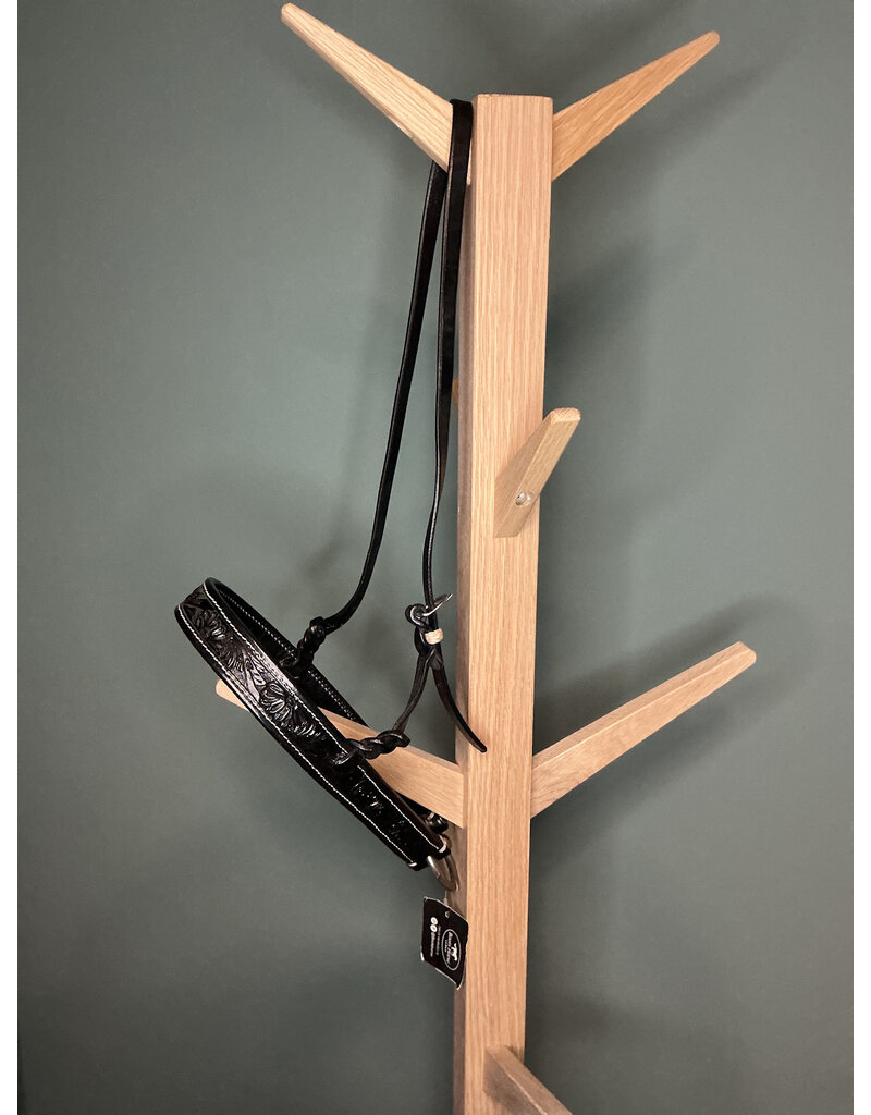 Bootshorse tie down zwart tooled leder