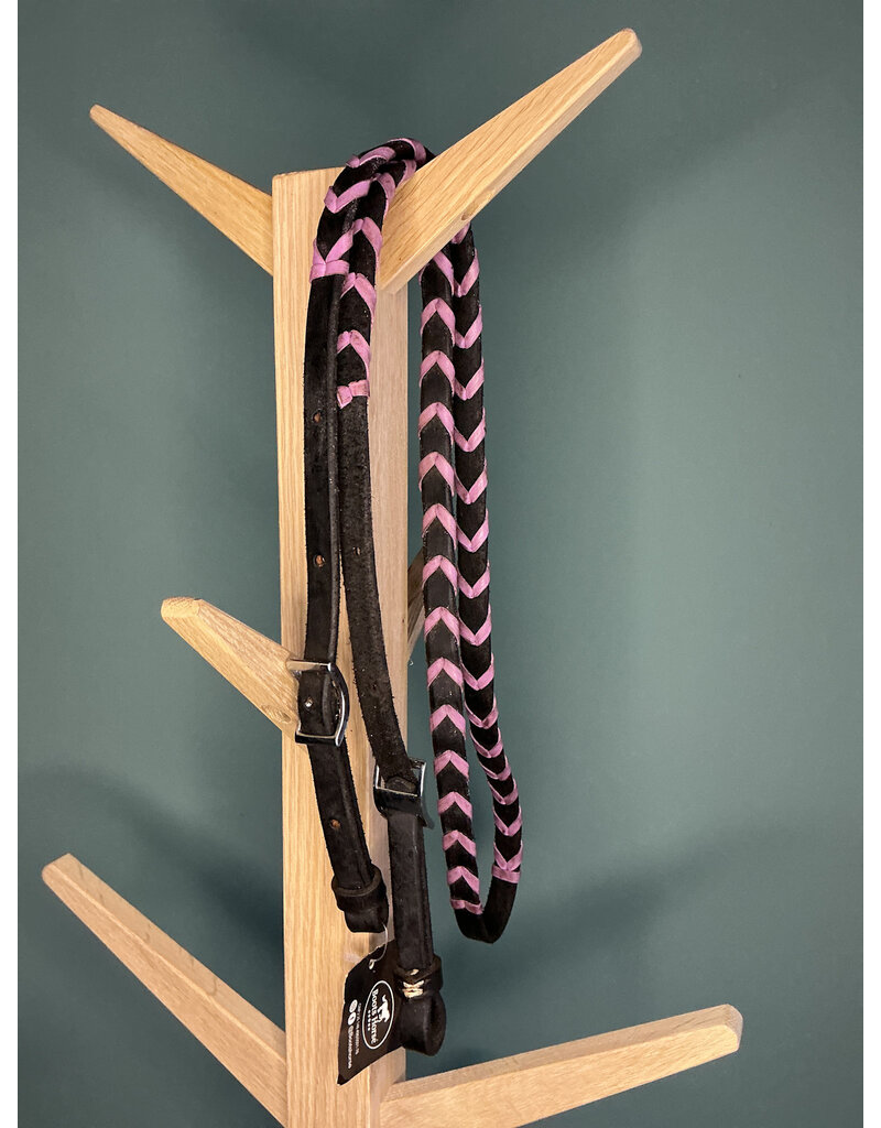 closed barrel reins leather black purple